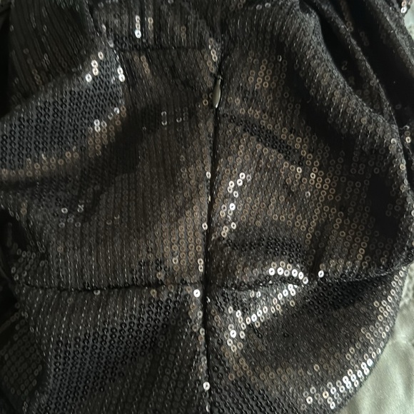 Black Sequin Long Sleeve Dress with Waist Tie - Picture 7 of 10